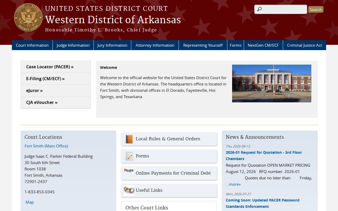 Washington County neighbors Western District of Arkansas court source