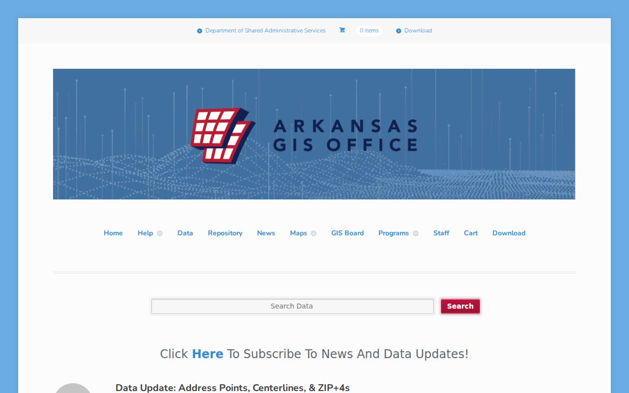 Arkansas GIS notice for updated Washington County situs address points